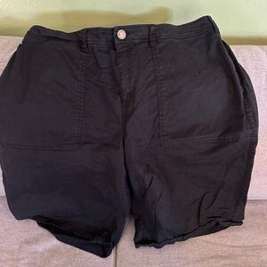 Lane Bryant Black Cotton Bermuda Shorts